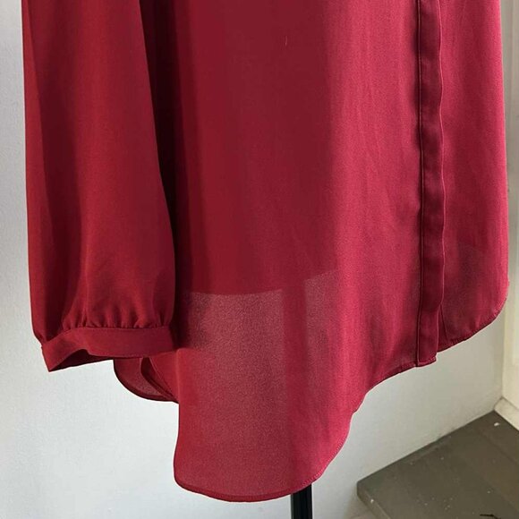 NYDJ Carnelian Red Recycled-Poly Pintuck Blouse Oversized Fit – US XL - Picture 2 of 11